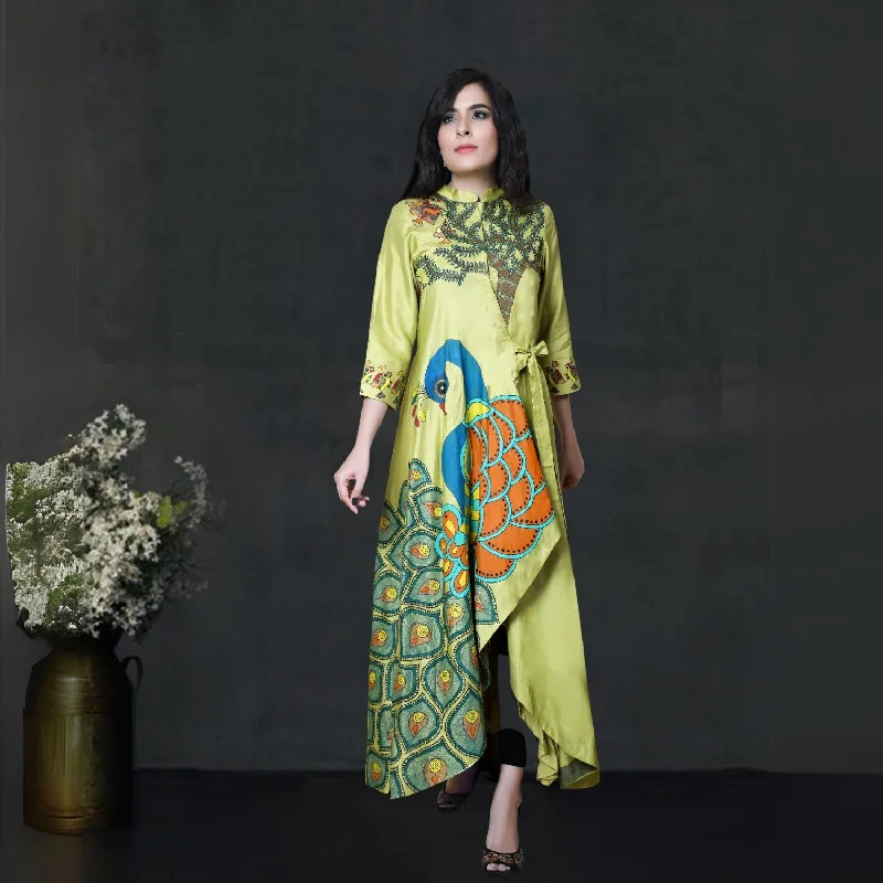 Ekani Tussar Eri Silk Angarakha Pant Set | Madhubani Painted | Occasion Wear Slim-Fit Leggings Ekani Tussar Eri Silk Angarakha Pant Set | Madhubani Painted | Occasion Wear Slim-Fit Leggings