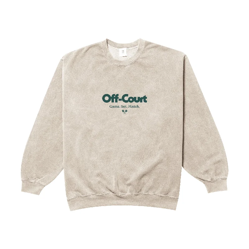Vice 84 'Off Court GSM' Vintage Washed Sweater - Cream Cashmere Blend Cotton Blend Poly Blend
