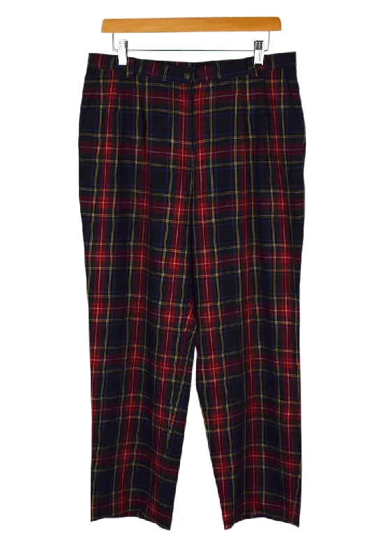 Reworked Checkered Pants Fashionable Button-Up Pants