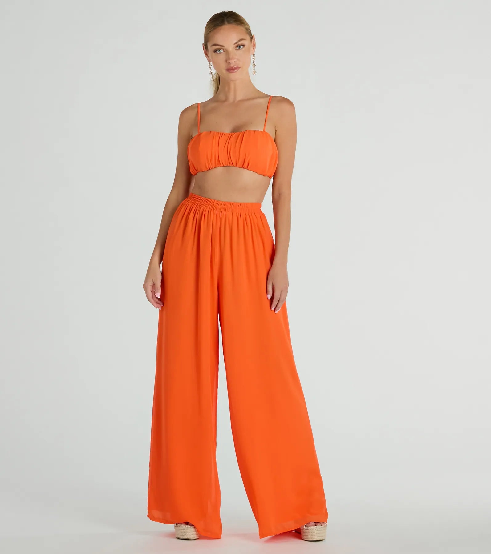 Gorgeous Allure Chiffon Palazzo Pants Trendy High-Waist Trousers