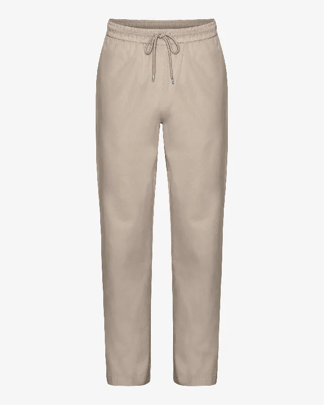 Organic Twill Pants - Oyster Grey High-Waist Trousers