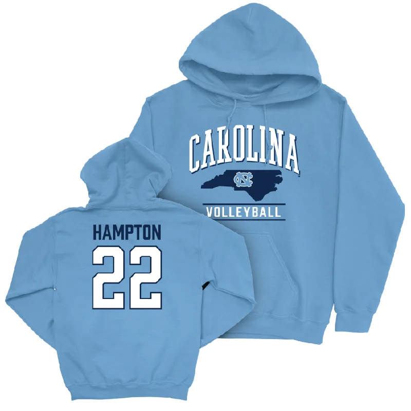 UNC Women's Volleyball Carolina Blue Arch Hoodie - Safi Hampton Hoodie with Zipper Versatile Modern UNC Women's Volleyball Carolina Blue Arch Hoodie - Safi Hampton Hoodie with Zipper Versatile Modern
