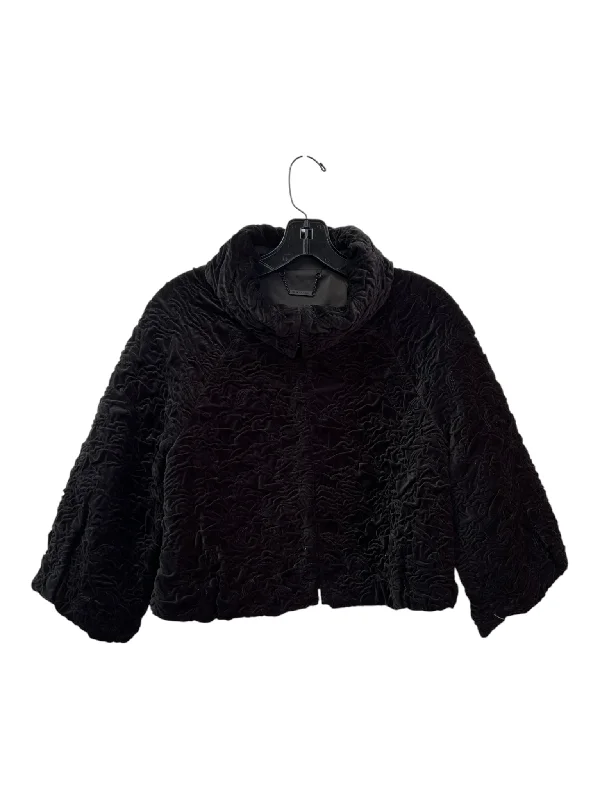Elie Tahari Size XS Black Cotton Collared Clasp Closure Gathered Detail Jacket Fleece Jacket Down Jacket Parka Elie Tahari Size XS Black Cotton Collared Clasp Closure Gathered Detail Jacket Fleece Jacket Down Jacket Parka