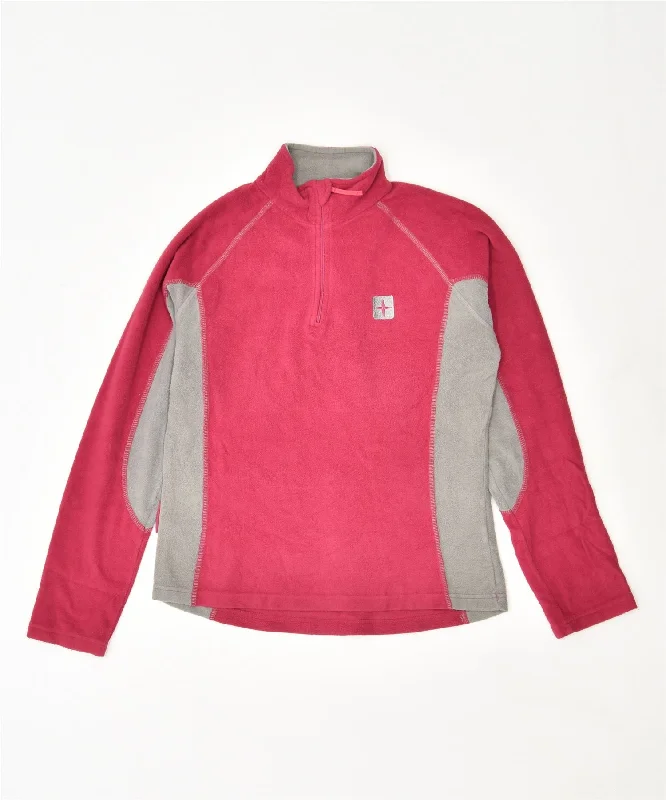 MOUNTAIN WAREHOUSE Womens Fleece Zip Neck Jumper Sweater UK 10 Small Pink Solid Color Striped Floral Print