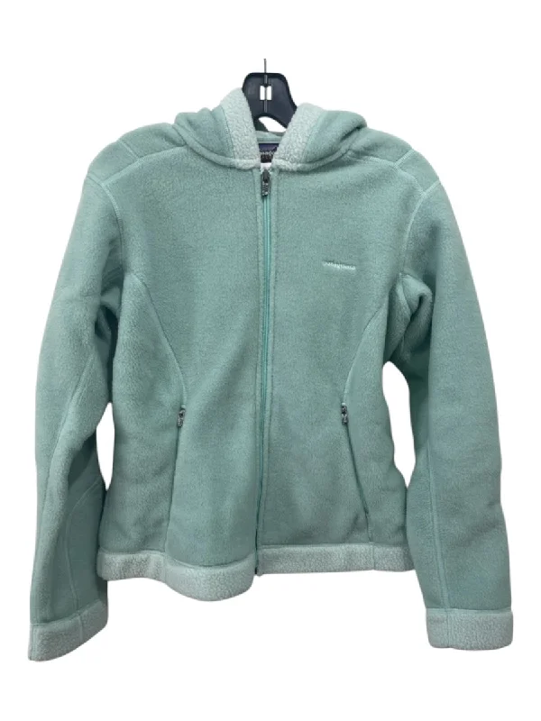 Patagonia Size M Teal Green Polyester Fleece Hood Zip Zip Pocket Jacket Notch Collar Jacket Peter Pan Collar Jacket Cowl Neck Jacket Patagonia Size M Teal Green Polyester Fleece Hood Zip Zip Pocket Jacket Notch Collar Jacket Peter Pan Collar Jacket Cowl Neck Jacket
