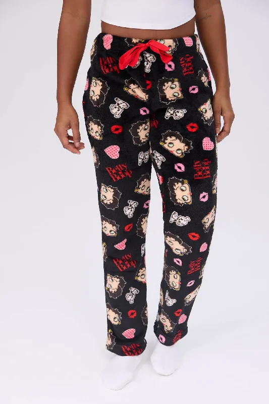 Betty Boop Printed Plush Pajama Pants Classic Chino Pants