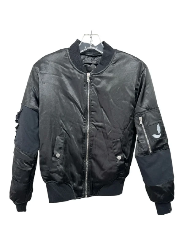 Adam Saaks Size Small Black Polyester Long Sleeve Zip Front Snap Button Jacket Rayon Jacket Velvet Jacket Corduroy Jacket Adam Saaks Size Small Black Polyester Long Sleeve Zip Front Snap Button Jacket Rayon Jacket Velvet Jacket Corduroy Jacket