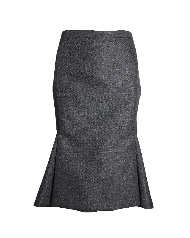 Balenciaga Fit-and-Flare Skirt in Grey Wool corduroy skirt durable