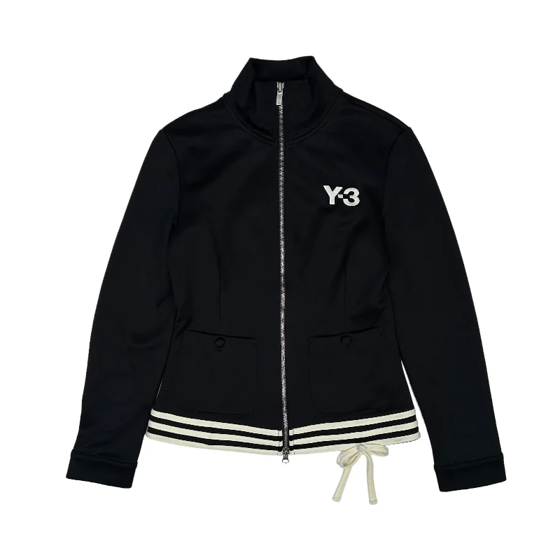 Y3 YOHJI YAMAMOTO 2006 EMBROIDERED LOGO TRACK JACKET - BLACK Zippered Front Buttoned Front Snap Front Y3 YOHJI YAMAMOTO 2006 EMBROIDERED LOGO TRACK JACKET - BLACK Zippered Front Buttoned Front Snap Front