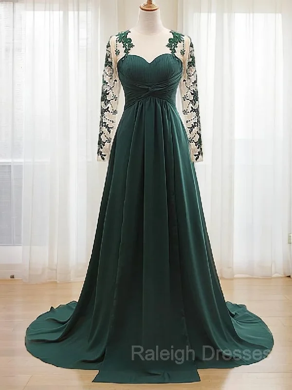 A-Line/Princess Sweetheart Sweep Train Chiffon Mother of the Bride Dresses With Appliques Lace A-Line/Princess Sweetheart Sweep Train Chiffon Mother of the Bride Dresses With Appliques Lace