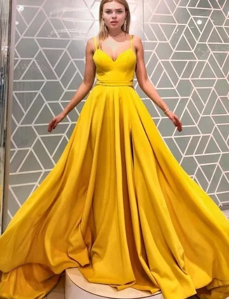 Yellow Prom Dress,A-Line Prom Gown,Satin Prom Dress,Spaghetti Straps Prom Gown cg4889 Yellow Prom Dress,A-Line Prom Gown,Satin Prom Dress,Spaghetti Straps Prom Gown cg4889
