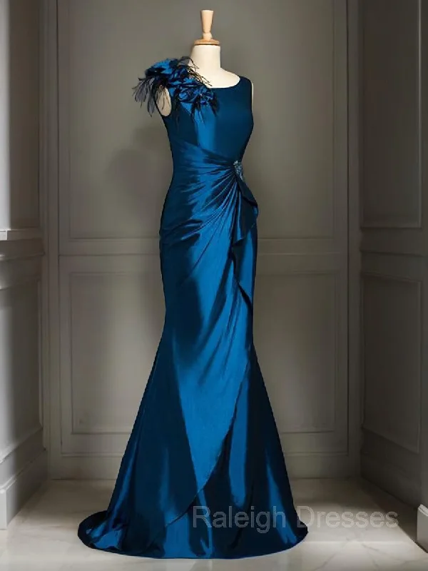 Trumpet/Mermaid Scoop Sweep Train Elastic Woven Satin Mother of the Bride Dresses With Ruffles Trumpet/Mermaid Scoop Sweep Train Elastic Woven Satin Mother of the Bride Dresses With Ruffles