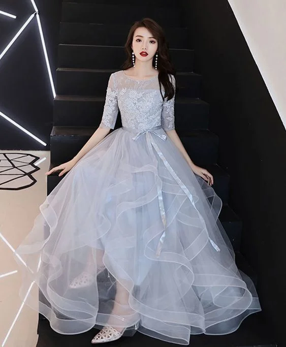 A-Line / Princess Scoop Neck Prom Dress,Bow Lace Flower 1/2 Sleeves Backless Prom Dresses cg4197 A-Line / Princess Scoop Neck Prom Dress,Bow Lace Flower 1/2 Sleeves Backless Prom Dresses cg4197