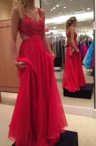 Spaghetti Strap Red Prom Gown,Chiffon Backless Formal Gown,Beading Prom Dress cg4624 Spaghetti Strap Red Prom Gown,Chiffon Backless Formal Gown,Beading Prom Dress cg4624