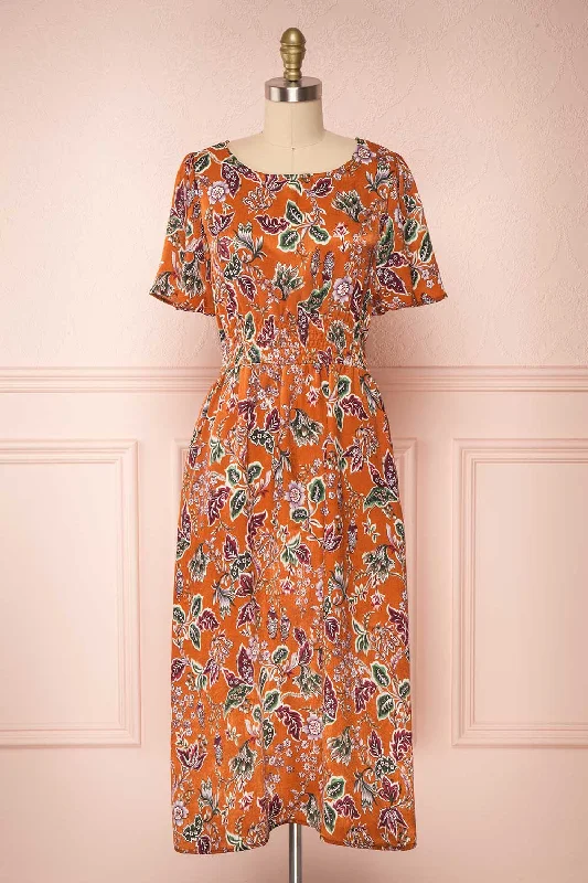 Cahan Cinnamon | Orange Floral Dress