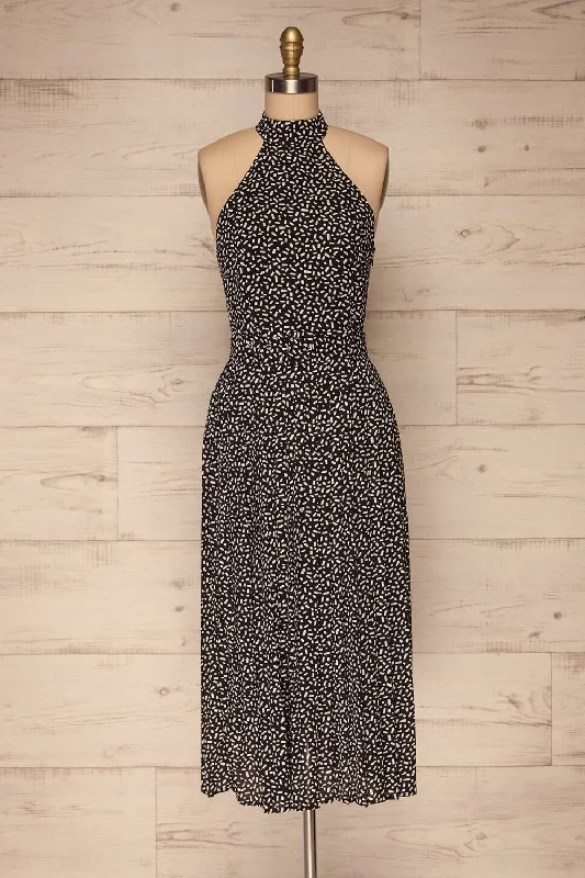 Capulicrin | Black & White Halter Dress