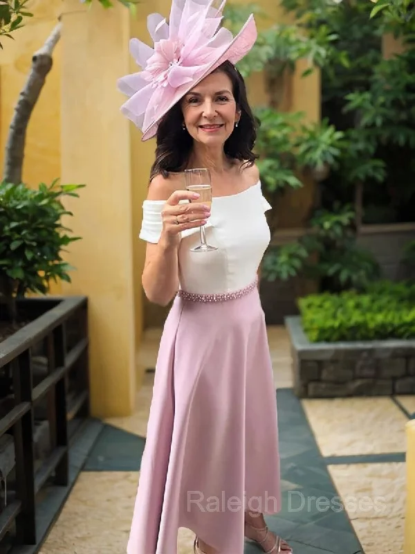 A-Line/Princess Off-the-Shoulder Ankle-Length Charmeuse Mother of the Bride Dresses With Beading A-Line/Princess Off-the-Shoulder Ankle-Length Charmeuse Mother of the Bride Dresses With Beading