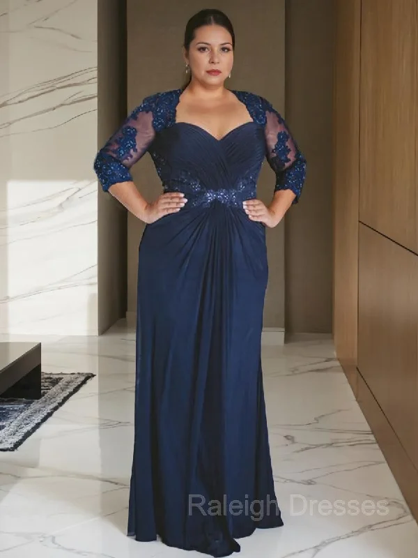 Sheath/Column Sweetheart Floor-Length Chiffon Mother of the Bride Dresses With Appliques Lace Sheath/Column Sweetheart Floor-Length Chiffon Mother of the Bride Dresses With Appliques Lace