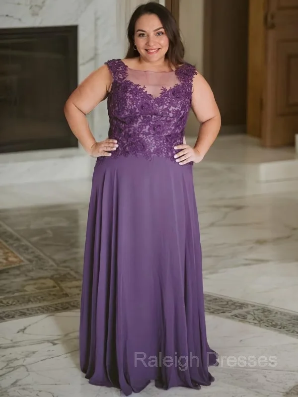 A-Line/Princess Scoop Floor-Length Chiffon Mother of the Bride Dresses With Appliques Lace A-Line/Princess Scoop Floor-Length Chiffon Mother of the Bride Dresses With Appliques Lace