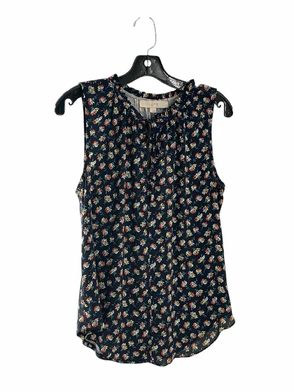 Loft Size S Navy Multi Floral Tank Top sequin tank top