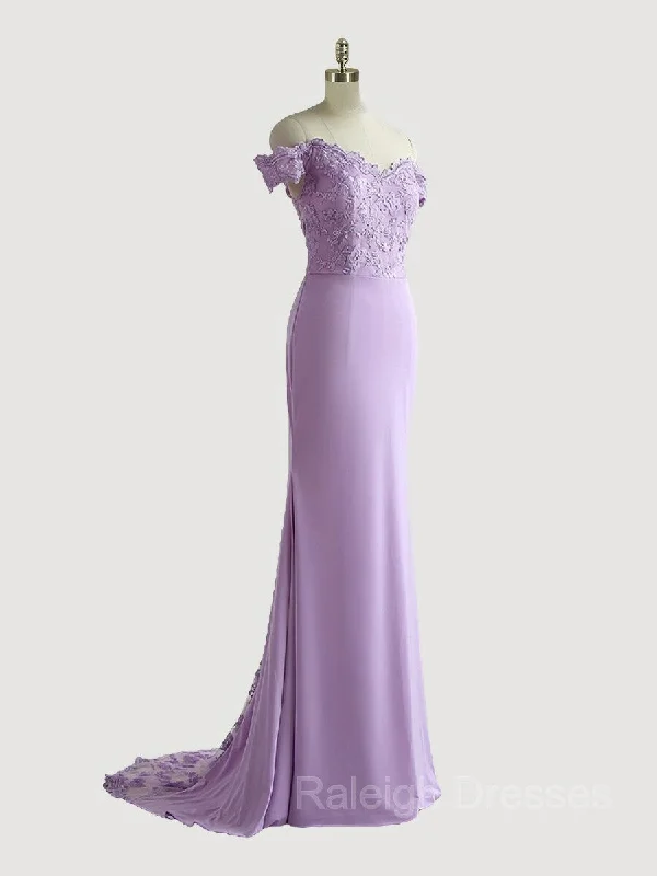 Sheath/Column Off-the-Shoulder Sweep Train Jersey Mother of the Bride Dresses With Ruffles Sheath/Column Off-the-Shoulder Sweep Train Jersey Mother of the Bride Dresses With Ruffles