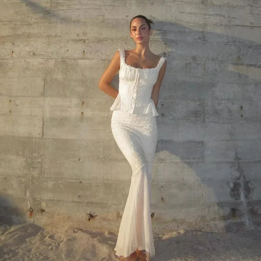 New in Summer 2 Piece Dress Set Elegant and Beautiful Dresses Set Beige Long Matching Set Sexy Mermaid Skirt New in Summer 2 Piece Dress Set Elegant and Beautiful Dresses Set Beige Long Matching Set Sexy Mermaid Skirt