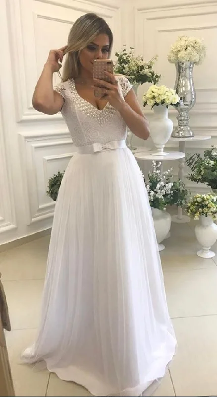 Cheap prom dresses ,Lastest Design White V Neck Tulle Prom Gown,Cap Sleeve Pageant Gown With Pearl Detail cg4770 Cheap prom dresses ,Lastest Design White V Neck Tulle Prom Gown,Cap Sleeve Pageant Gown With Pearl Detail cg4770