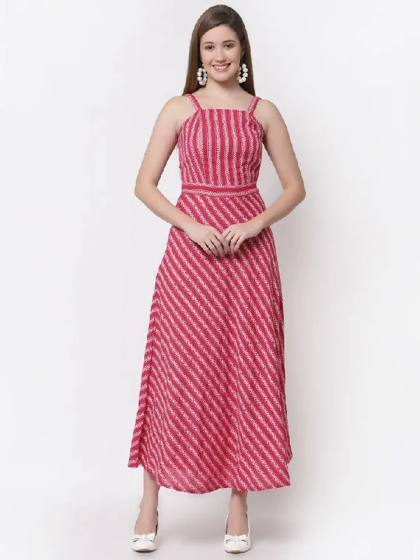 Myshka Red Color Pure Cotton Printed Dress
