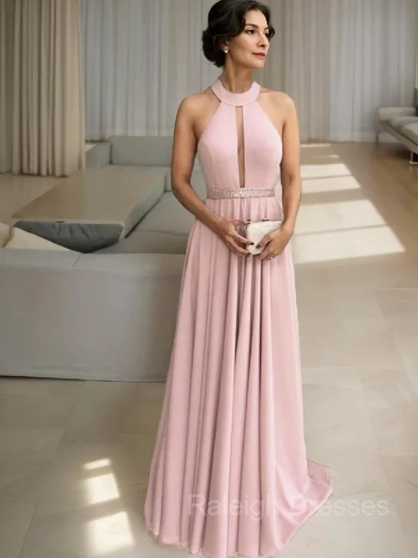 A-Line/Princess Halter Floor-Length Stretch Crepe Mother of the Bride Dresses With Ruffles A-Line/Princess Halter Floor-Length Stretch Crepe Mother of the Bride Dresses With Ruffles