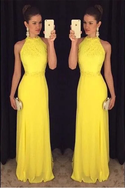 Yellow Halter Prom Dresses,Charming Prom Gowns,Evening Dresses cg4123