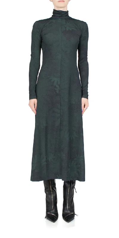 Printed Long Sleeve Turtleneck Dress