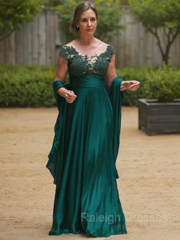 A-Line/Princess Scoop Sweep Train Satin Chiffon Mother of the Bride Dresses With Belt/Sash A-Line/Princess Scoop Sweep Train Satin Chiffon Mother of the Bride Dresses With Belt/Sash