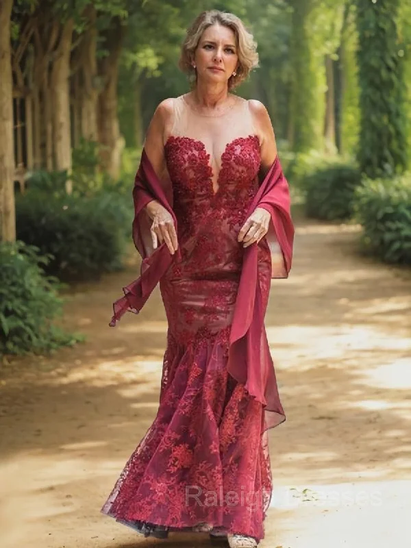 Sheath/Column Scoop Floor-Length Lace Mother of the Bride Dresses With Appliques Lace Sheath/Column Scoop Floor-Length Lace Mother of the Bride Dresses With Appliques Lace