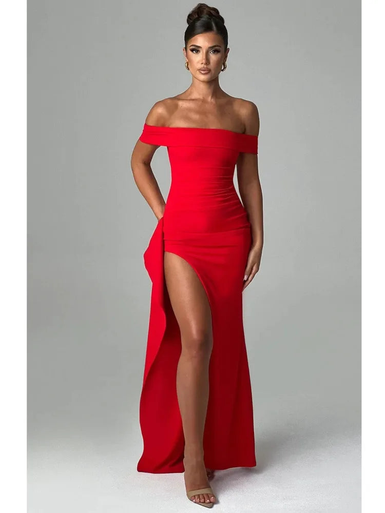 Elegant High Split Sleeveless Elastic Tight Dress Women One Shoulder Slim Female Vestidos Party Club Evening Dress Elegant High Split Sleeveless Elastic Tight Dress Women One Shoulder Slim Female Vestidos Party Club Evening Dress