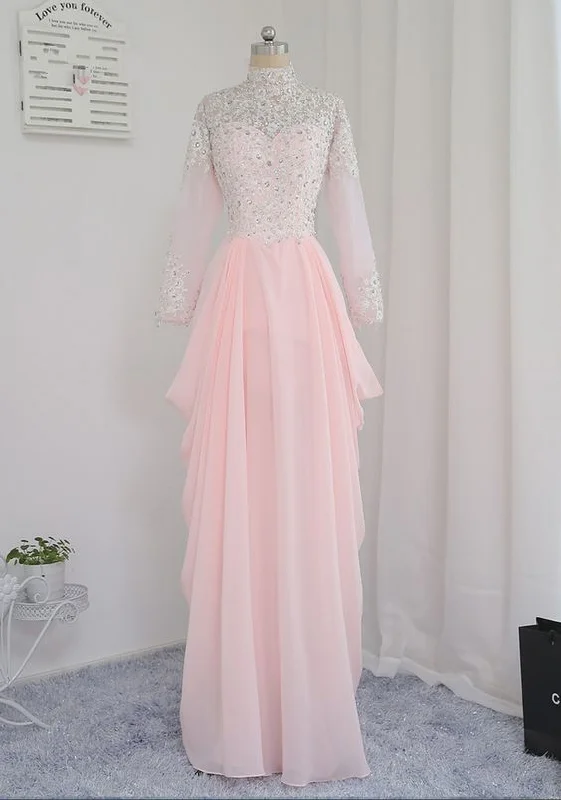 Evening Dresses A-line Long Sleeves Coral Appliques Beaded Islamic Dubai Abaya Kaftan Long Evening Gown Prom Dress cg4149 Evening Dresses A-line Long Sleeves Coral Appliques Beaded Islamic Dubai Abaya Kaftan Long Evening Gown Prom Dress cg4149