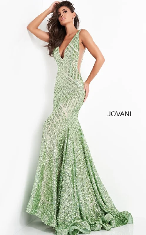 Jovani 59762 Embellished Low V Prom Dress