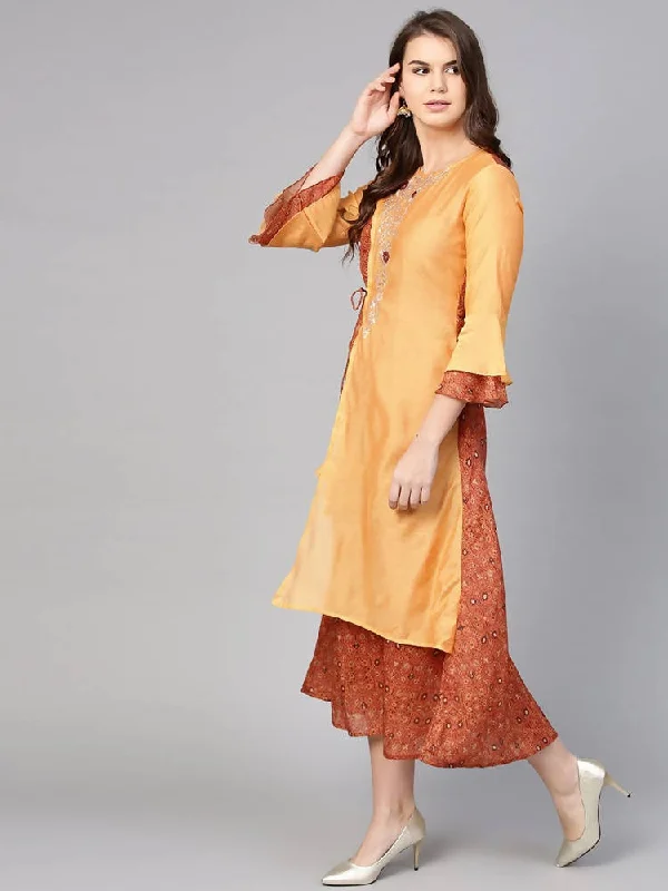 Yufta Orange And Brown A-line dress