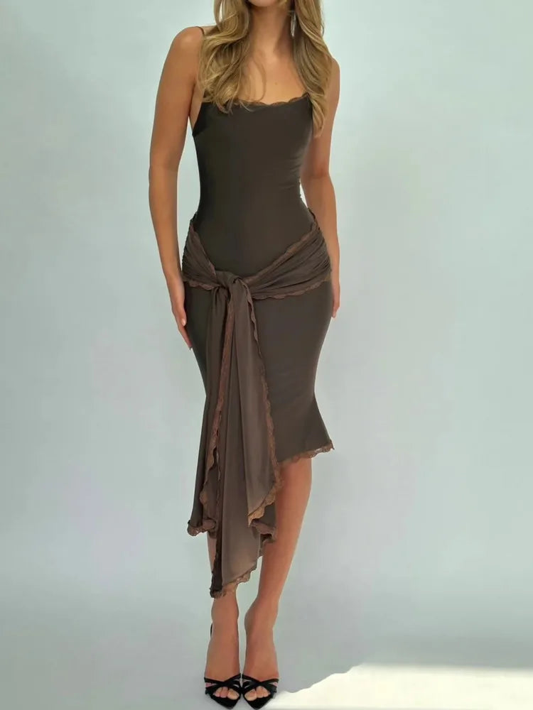 Sexy Lace Patchwork Spaghetti Strap Tie Up Slim Dress For Women Backless Skinny Female Party Evening Dress Summer New Sexy Lace Patchwork Spaghetti Strap Tie Up Slim Dress For Women Backless Skinny Female Party Evening Dress Summer New