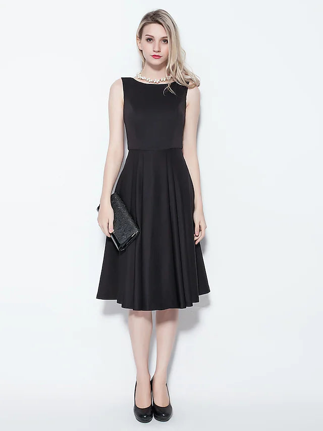 Ball Gown Dress Cocktail Party Knee Length Sleeveless Jewel Neck Cotton