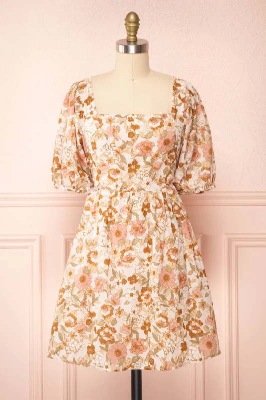 Calendula | Short Floral Dress w/ Open Back