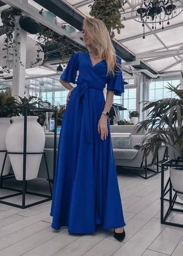 Royal Blue V Neck Prom Dress , Chic Prom Dress cg4885