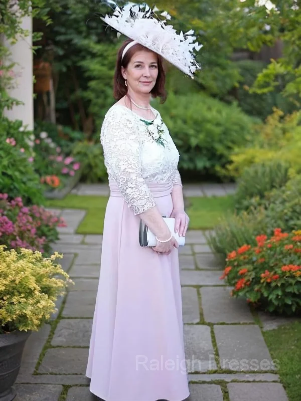 A-Line/Princess Scoop Ankle-Length Charmeuse Mother of the Bride Dresses With Applique
