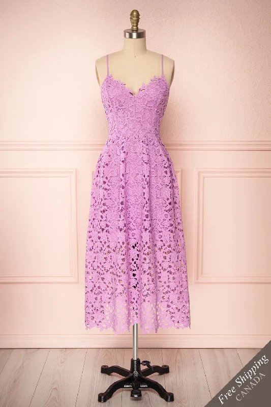 Carin Mauve | Lilac Lace Dress