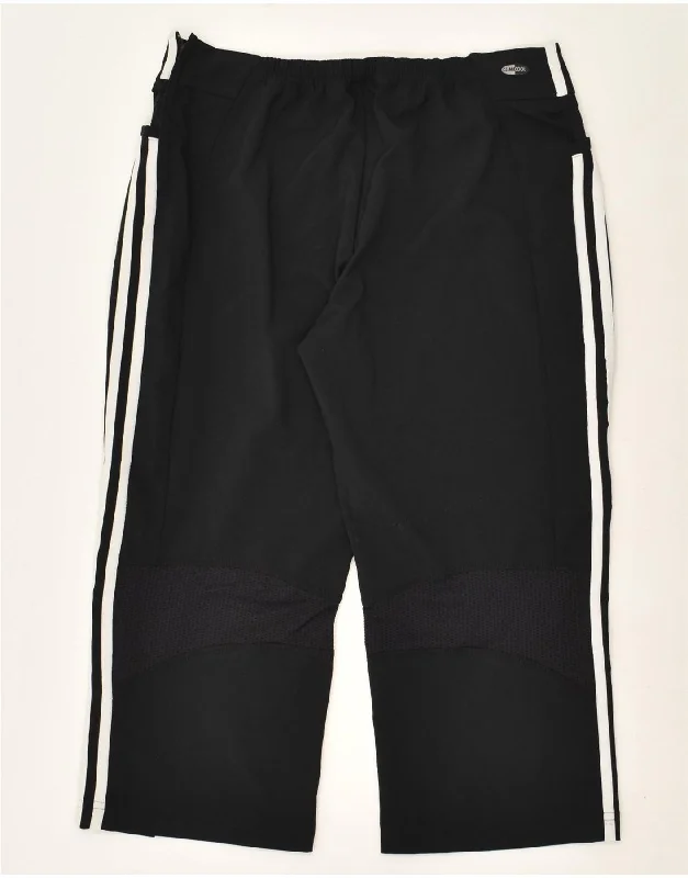 ADIDAS Womens Capri Tracksuit Trousers UK 12 Medium Black Polyester