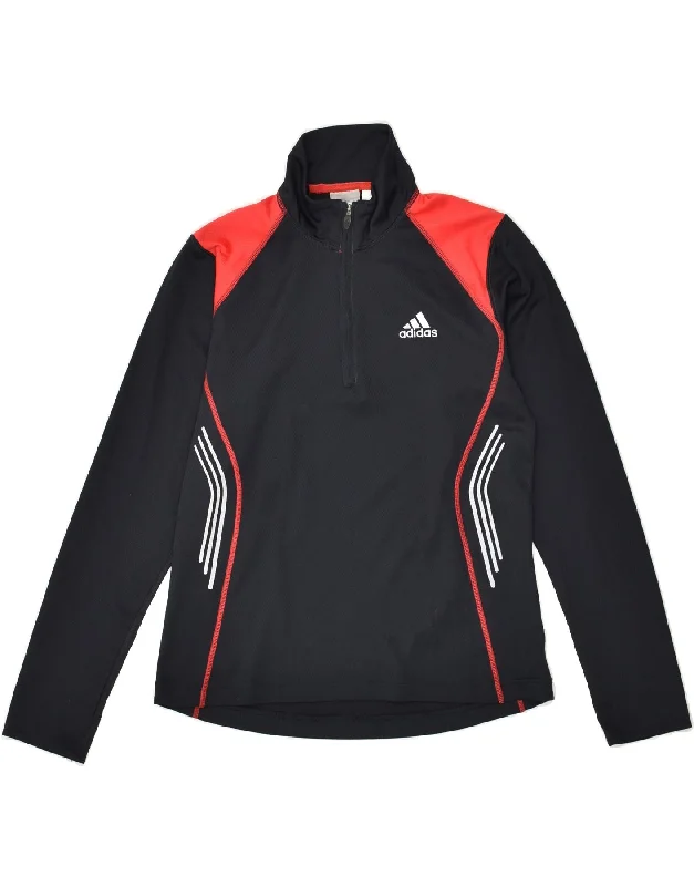 ADIDAS Womens Climacool Zip Neck Pullover Tracksuit Top UK 14 Medium Black