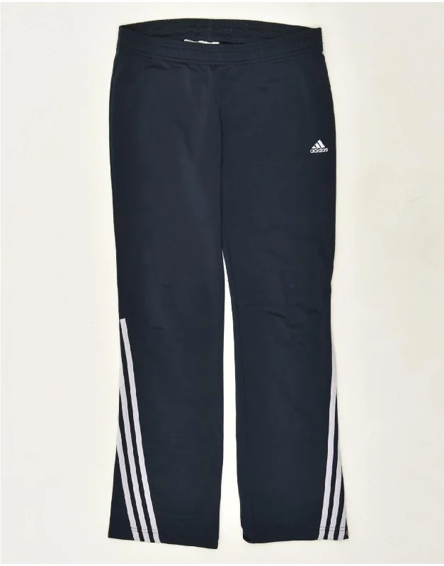 ADIDAS Womens Tracksuit Trousers UK 12 Medium Navy Blue Polyester