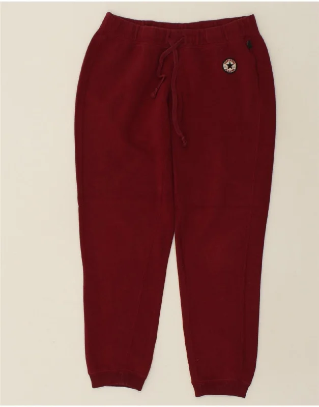 CONVERSE Womens Graphic Tracksuit Trousers Joggers UK 14 Medium Burgundy