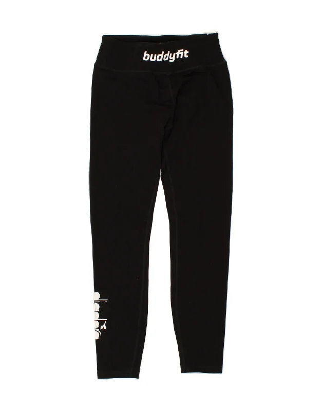 DIADORA Womens Graphic Leggings UK 4 XS Black