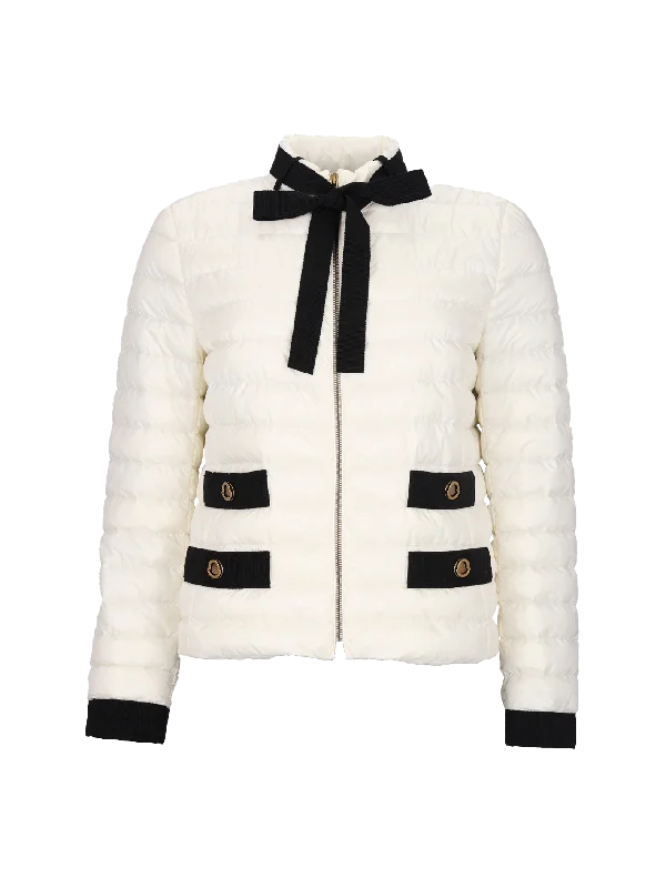 down jacket with ribbon detail