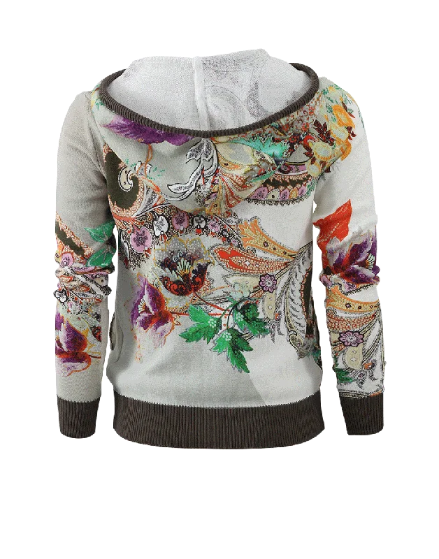 Hooded Paisley Knit Jacket